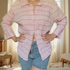 Fashion Bug button-up in a pink-and-white plaid